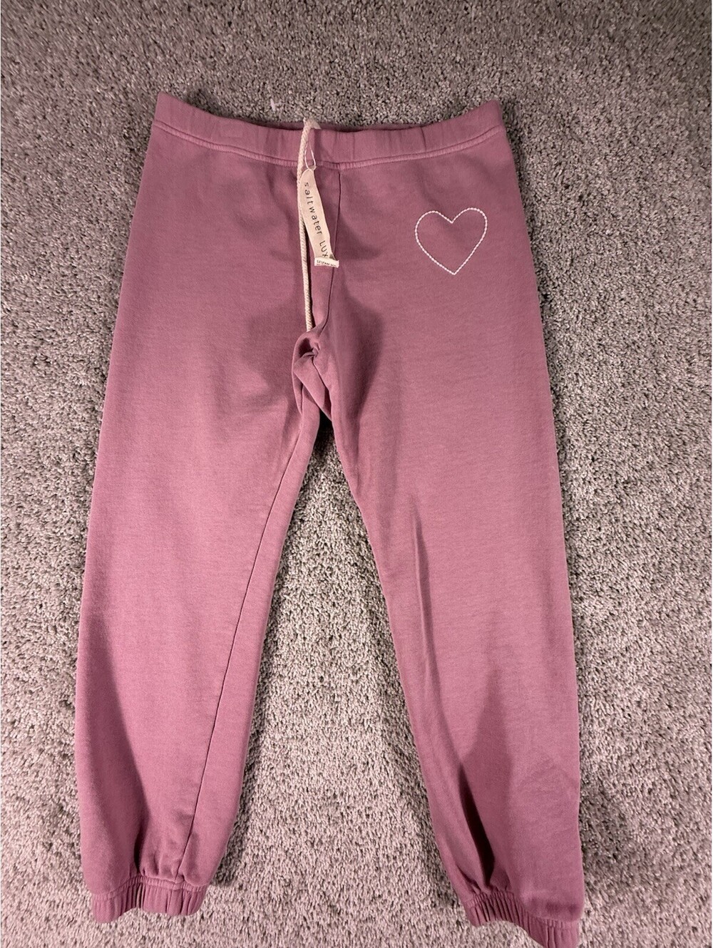 NWT Saltwater Luxe Sweatpants Women’s Size Small Pink With White Heart